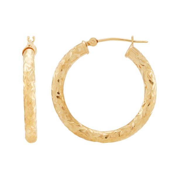 Brilliance Fine Jewelry 10K Yellow Gold 3MMx25MM Hollow Round Hoops Earrings | Walmart (US)