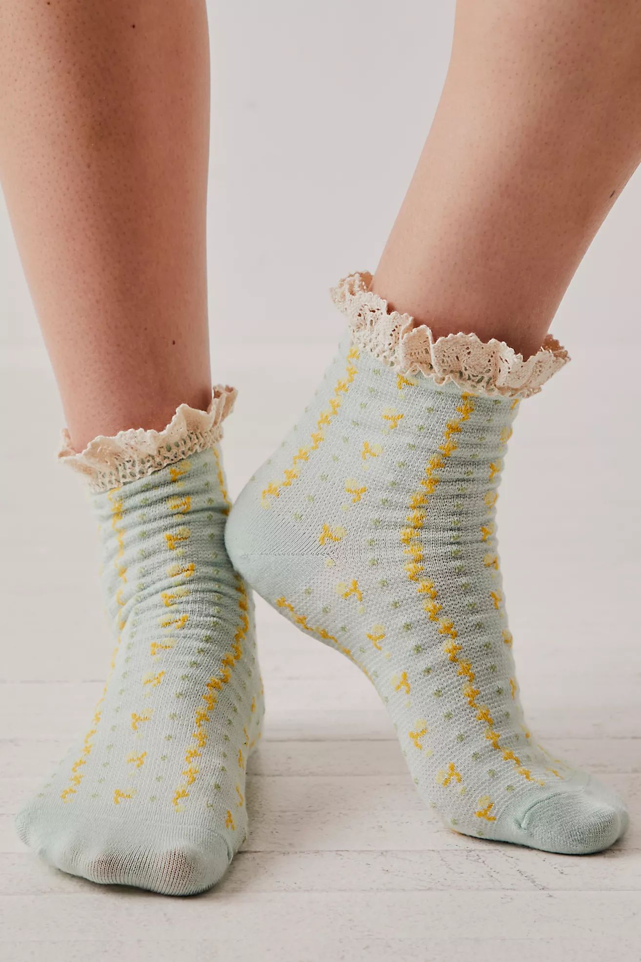Rosebud Waffle Knit Ankle Socks | Free People (Global - UK&FR Excluded)