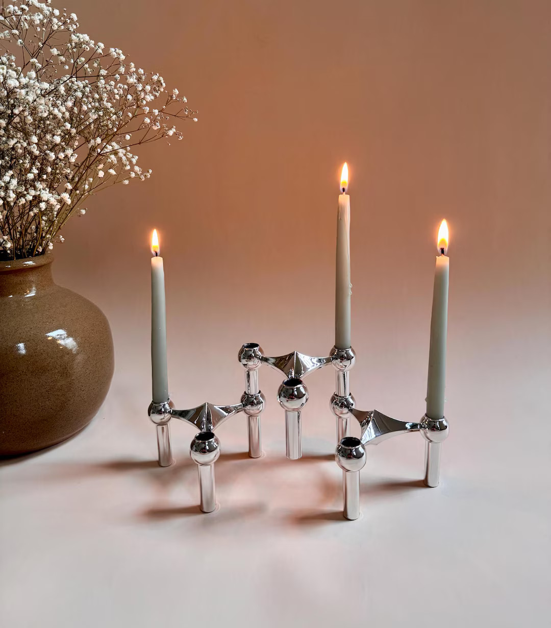 Modular candlestick in silver - Small | Etsy (US)