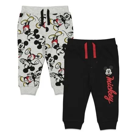 Disney Mickey Mouse Baby Boys 2 Pack Drawstring Pants Black and Grey 12 Months | Walmart (US)