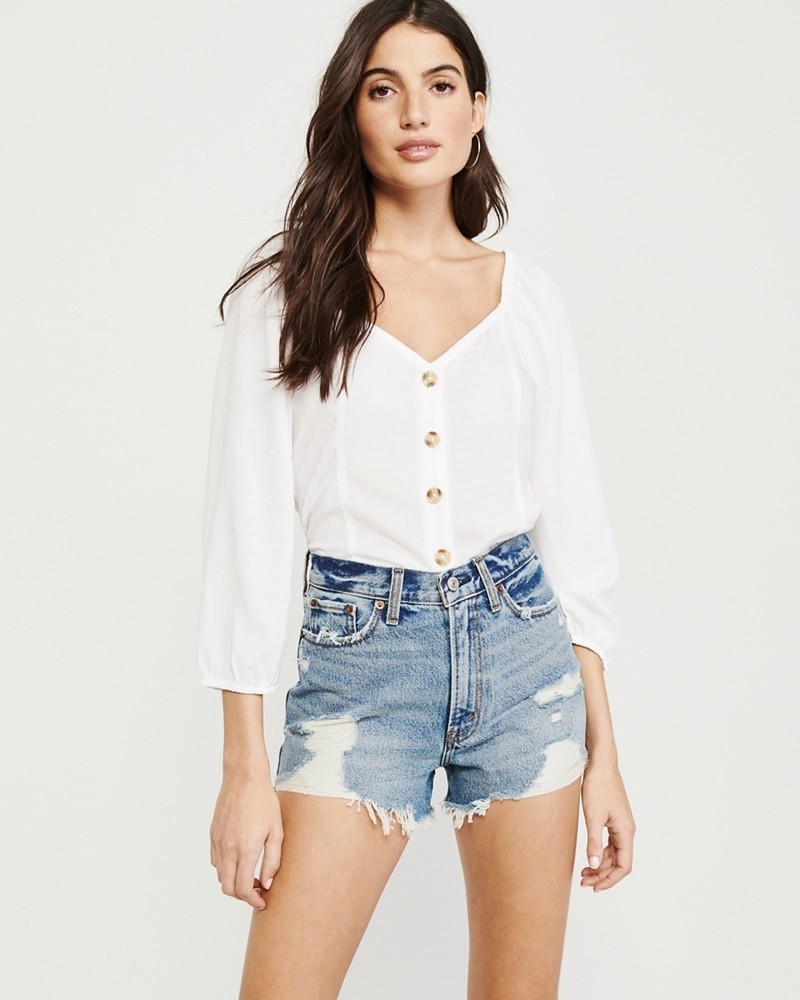 High Rise Rigid Denim Shorts | Abercrombie & Fitch US & UK