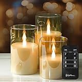Softflame Flickering Flameless Glass LED Candles with Remote Control, 3D Flame Battery Operated Cand | Amazon (US)