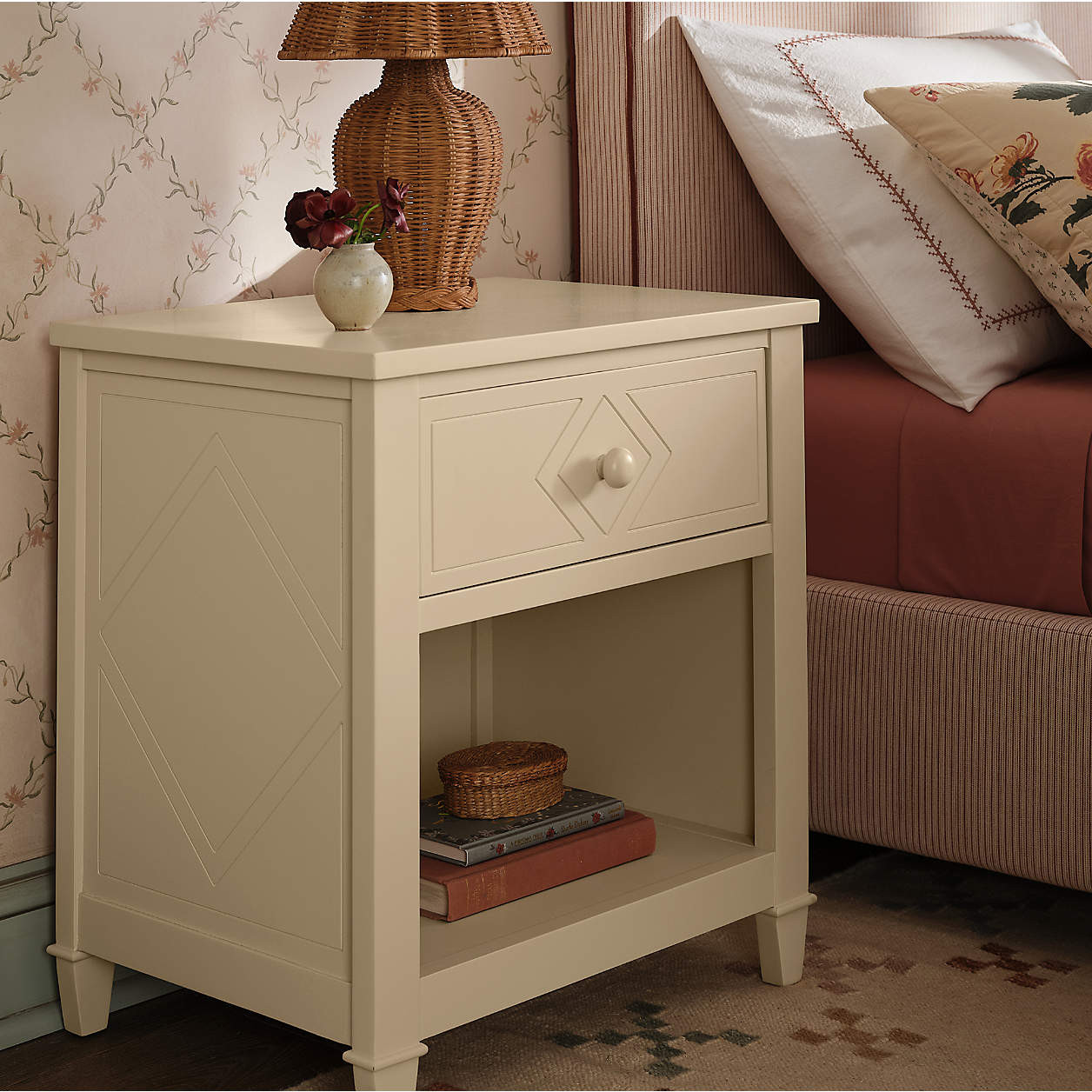 Soleil Buttercream Wood Kids Nightstand with Drawer by Sharland England | Crate & Kids | Crate & Barrel