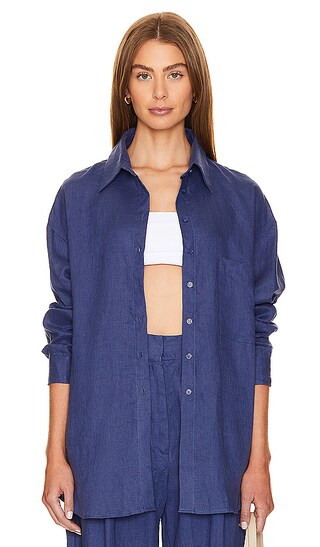 Linen Shirt in Navy | Revolve Clothing (Global)