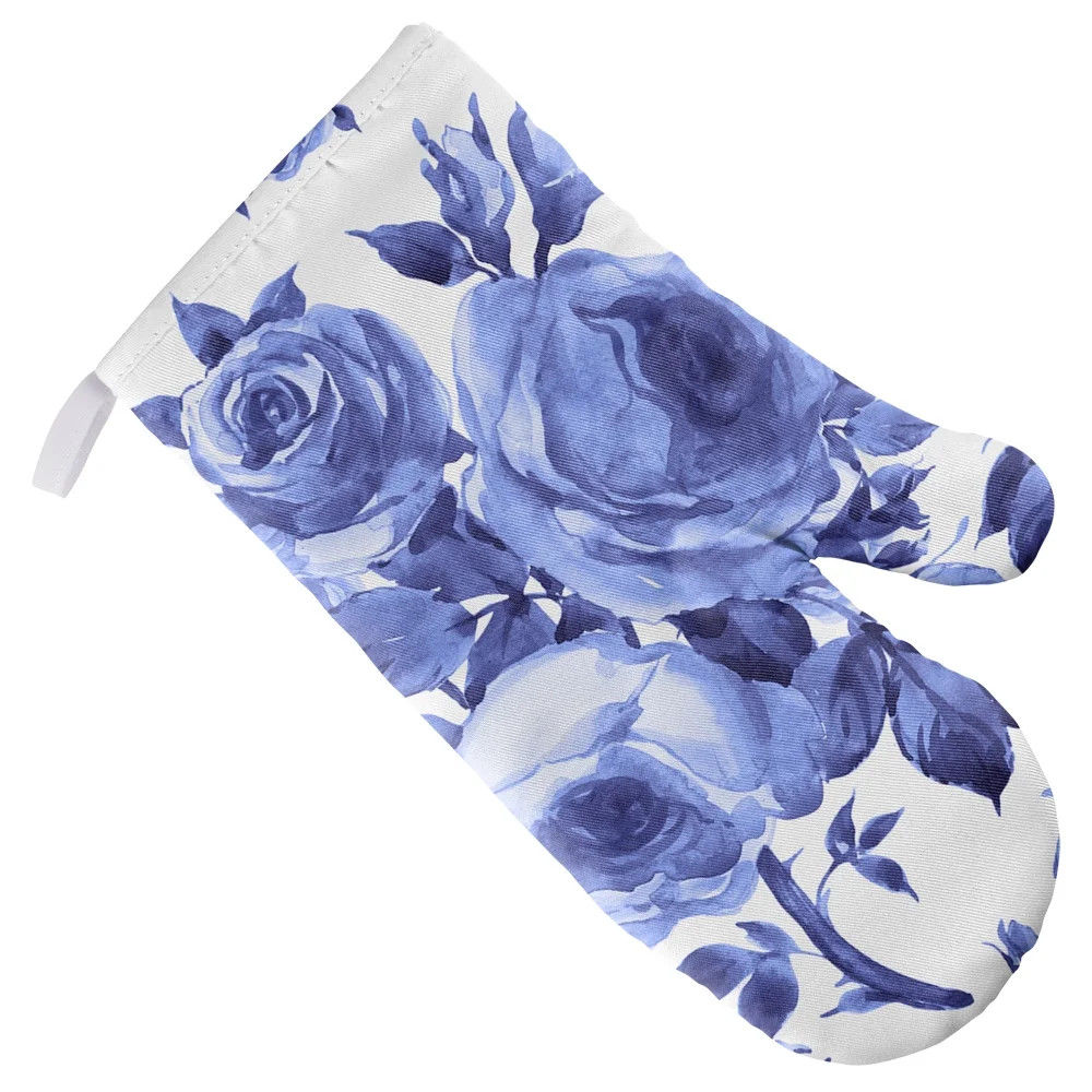 Blue Floral Pattern Oven Mitt for Indoor/Outdoor Kitchen and BBQ | Walmart (US)