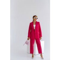 Hot Pink Linen Pantsuit For Women, Summer Pants Suit Raspberry Blazer Trouser Womens, Office Wear Women | Etsy (US)
