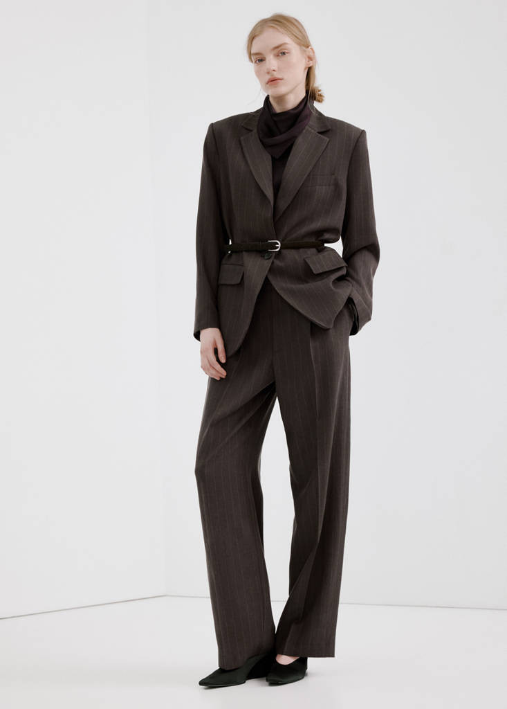 Pinstripe suit blazer chocolate - Woman - S - MANGO | Mango (US/MX/AU)