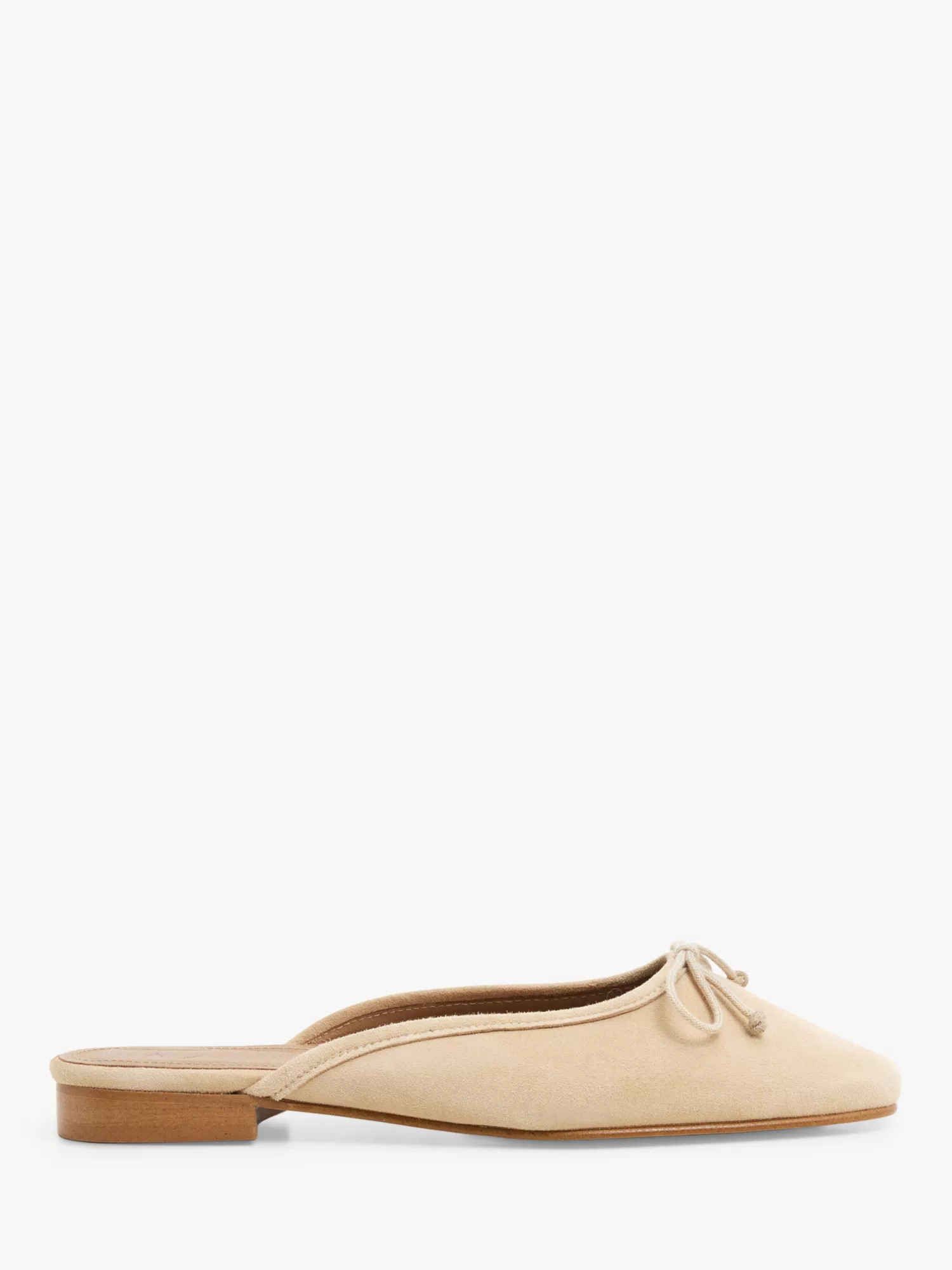 Flattered Malva Suede Backless Ballerina Mules, Beige | John Lewis (UK)