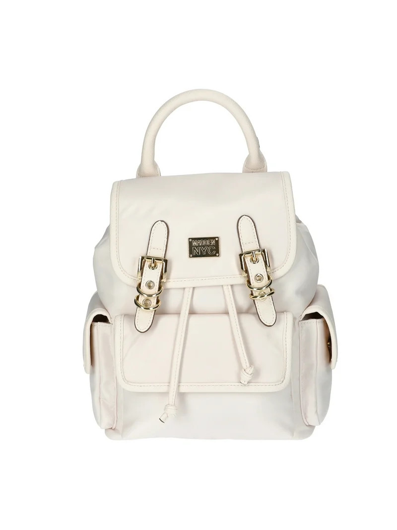 Madden NYC Women's Buckle Flap Backpack, Cream | Walmart (US)