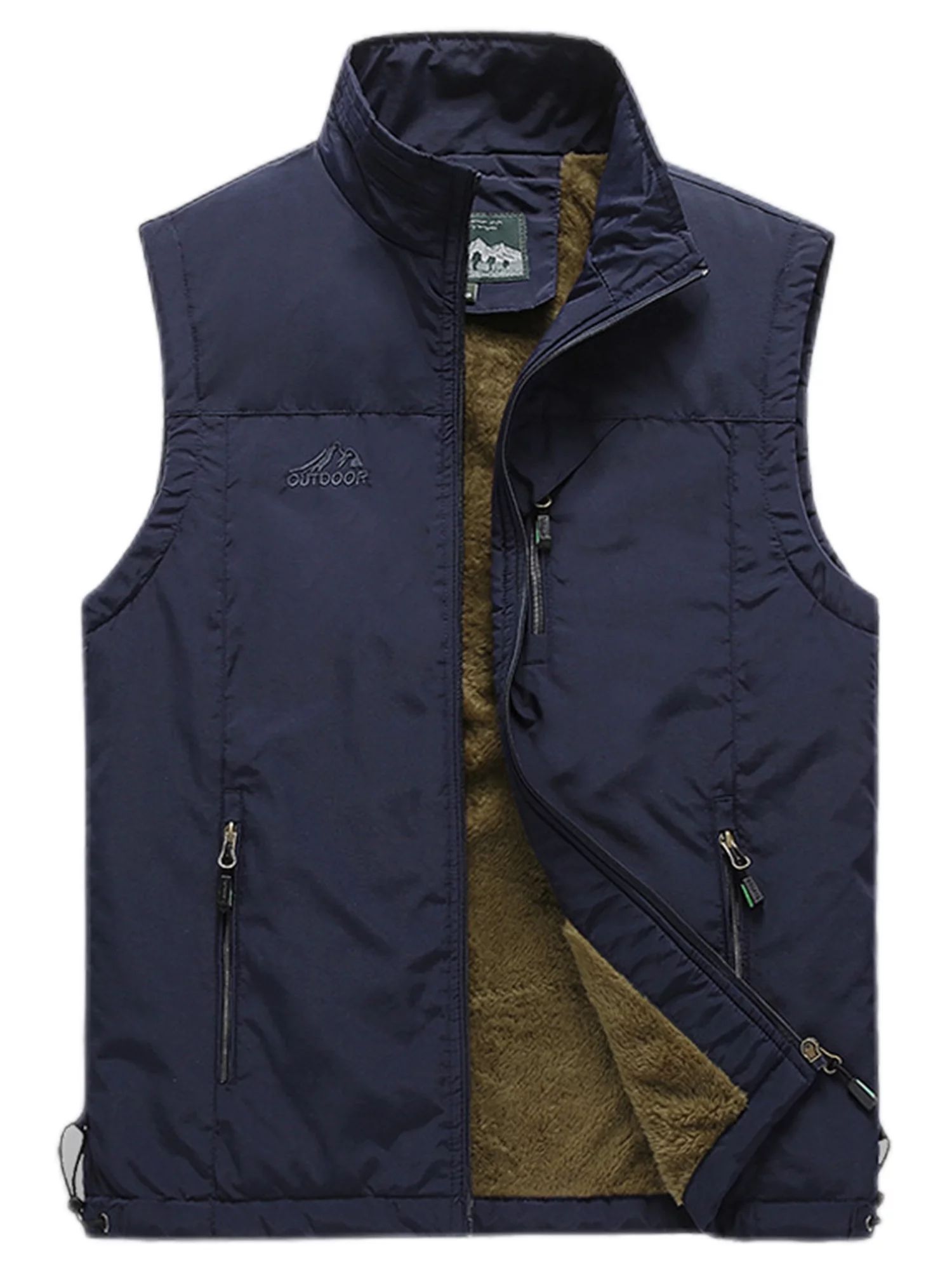 Grianlook Mens Regular Fit Sleeveless Jacket Vest Solid Color With Pockets Waistcoat Winter Warm ... | Walmart (US)