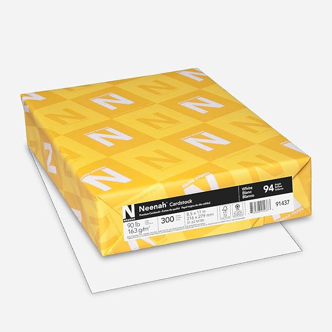 Neenah Index Cardstock, 8.5" x 11", 90 lb/163 gsm, White, Lightweight, 94 Brightness, 300 Sheets ... | Amazon (US)