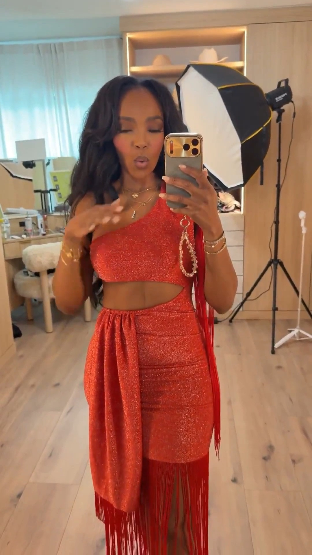 A bold moment with maximum movement.
This one-shoulder red dress brings all the drama with its sculpted cutout, soft shimmer, and cascading fringe that sways beautifully with every step. The asymmetric silhouette feels high-impact yet elegant, making it the kind of piece that instantly commands attention.

Perfect for holiday parties, birthday dinners, and any event where you’re ready to make an entrance.

📏 Sizing:
Dress — Small

📏 Measurements:
5’4” · 138 lbs · 34D · 27” waist · 40” hips

Statement dresses, fringe detailing looks, bold red outfits, night-out styling inspiration, eye-catching silhouettes, glamorous event wear.

Follow me on Instagram and YouTube @kirasfashionfinds

#LTKHoliday #LTKootd