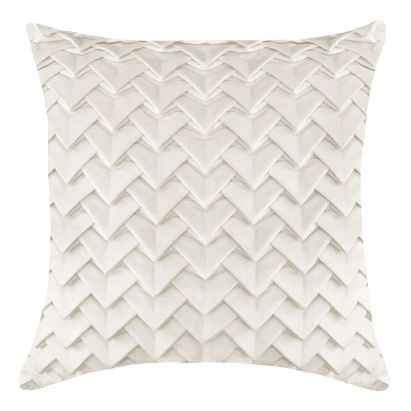 Ivory Triangle Pleated Velvet Throw Pillow, 18" | At Home