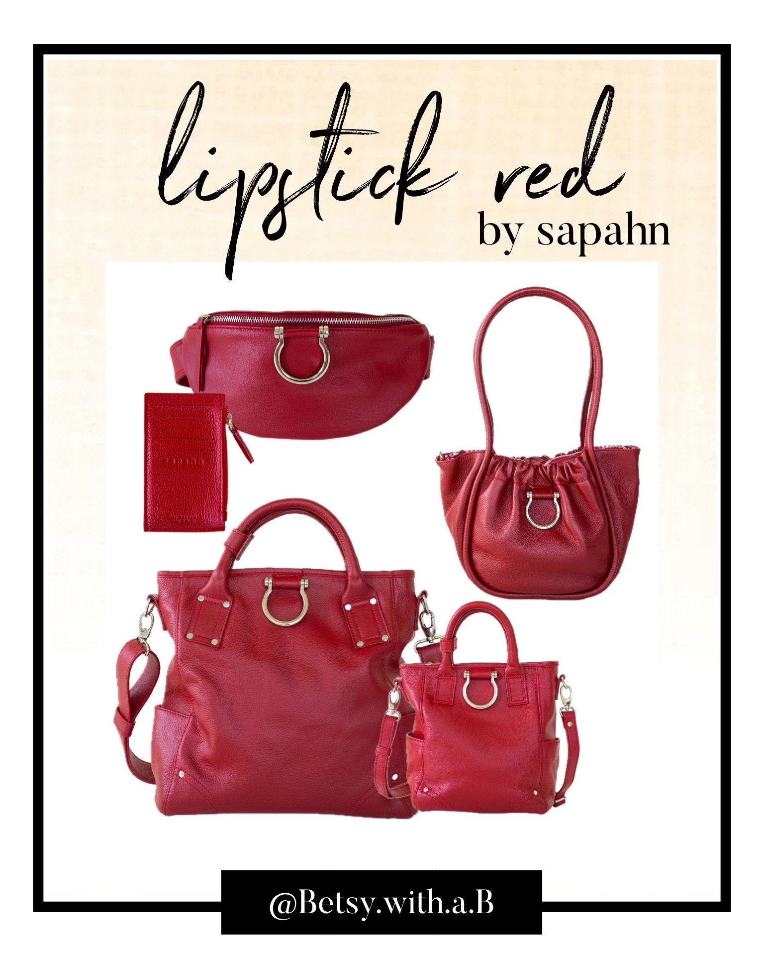 Lipstick Red by sapahn. 
Only a few bags remind and they may not restock. Each bag purchased in lipstick, comes with a free coordinating lip color by betsy with a b. Shop either code: BETSY

#LTKOver40 #LTKItBag #LTKHoliday