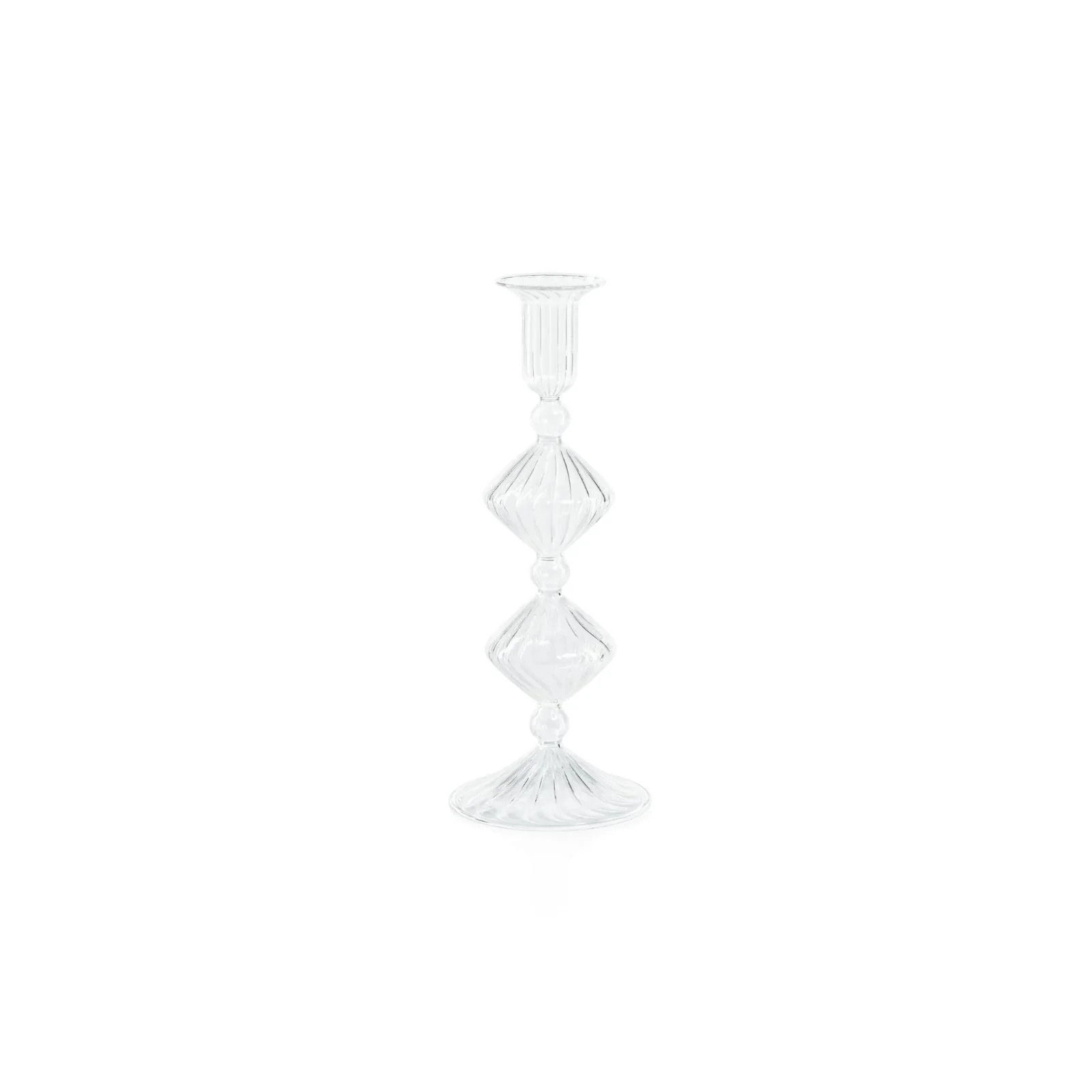10 Inch Stacked Glass Candlestick | Brooke & Lou | Brooke and Lou