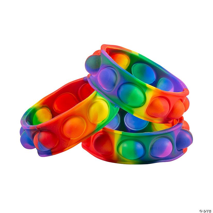 Lotsa Pops Popping Toy Rainbow Bracelets - 12 Pc. | Oriental Trading Company