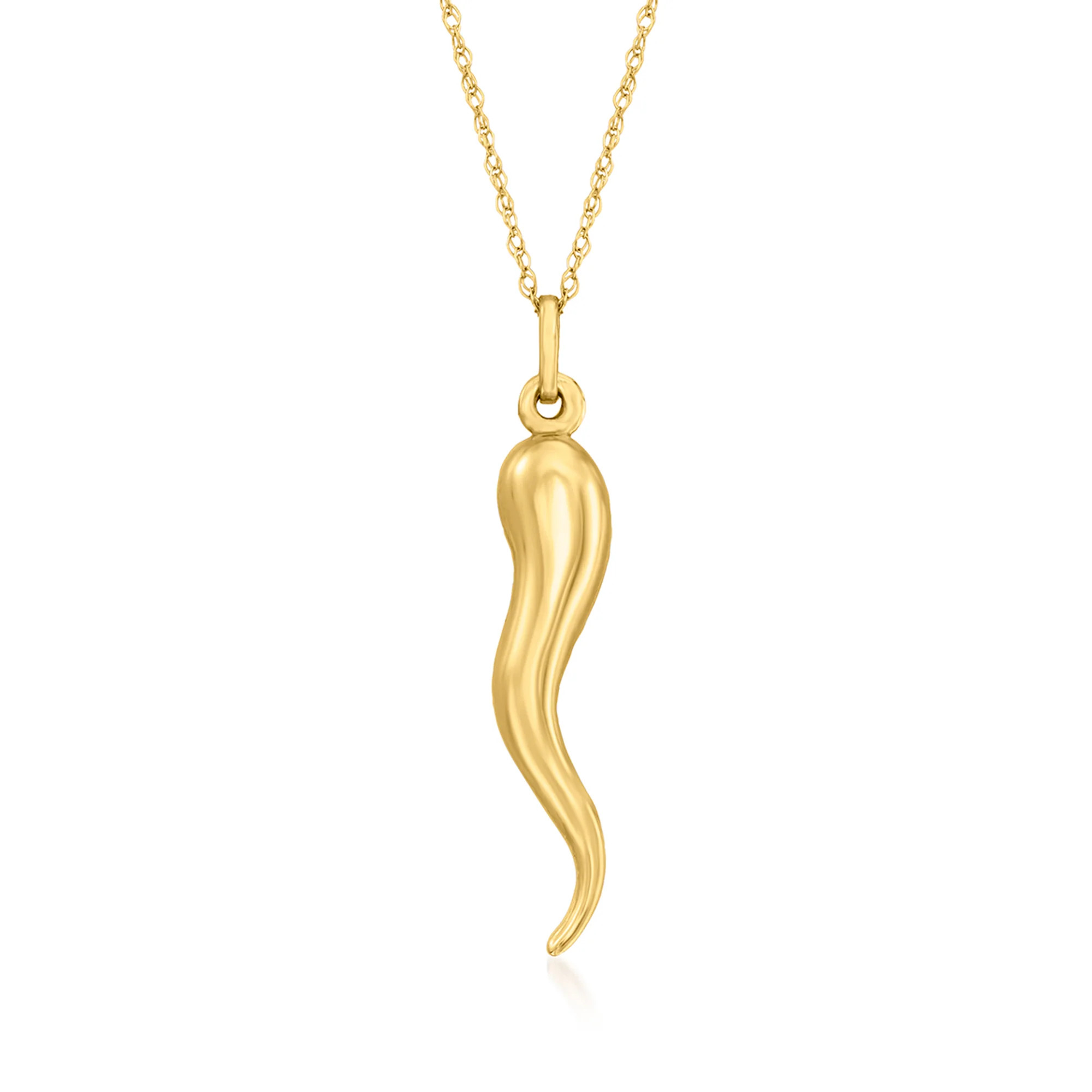 Ross-Simons 14kt Yellow Gold Italian Horn Pendant Necklace | Shop Simon