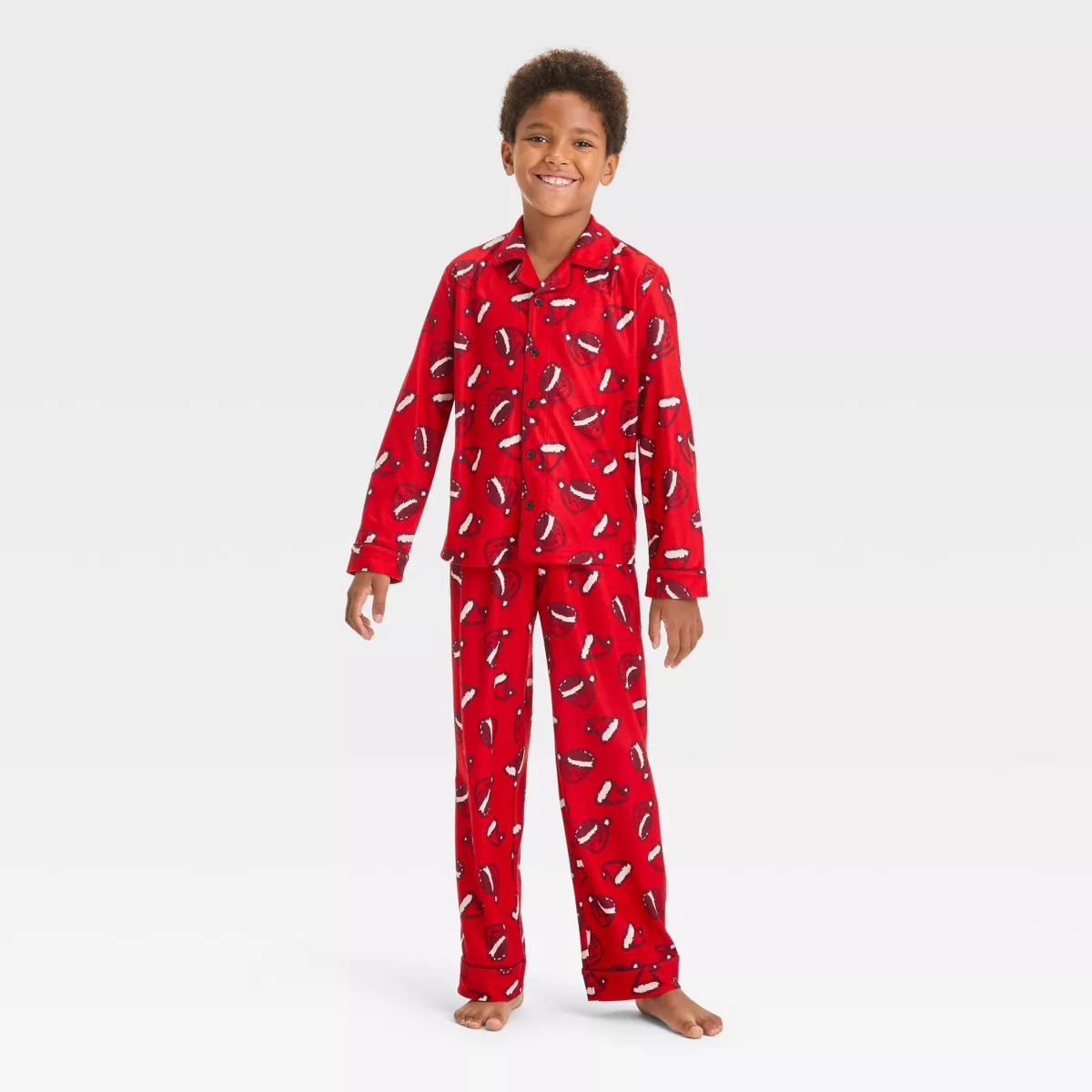 Boys' Christmas 2pc 'Santa Hat' Long Sleeve Coat Pajama Set - Cat & Jack™ Red | Target
