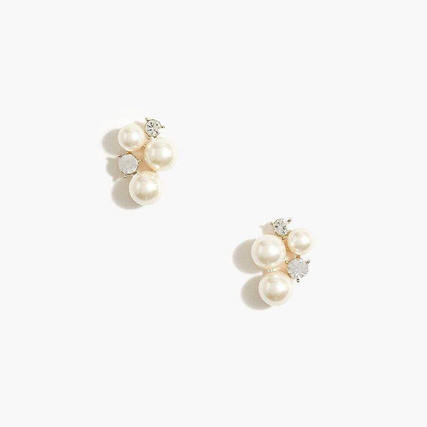 Pearl crystal cluster stud earrings | J.Crew Factory