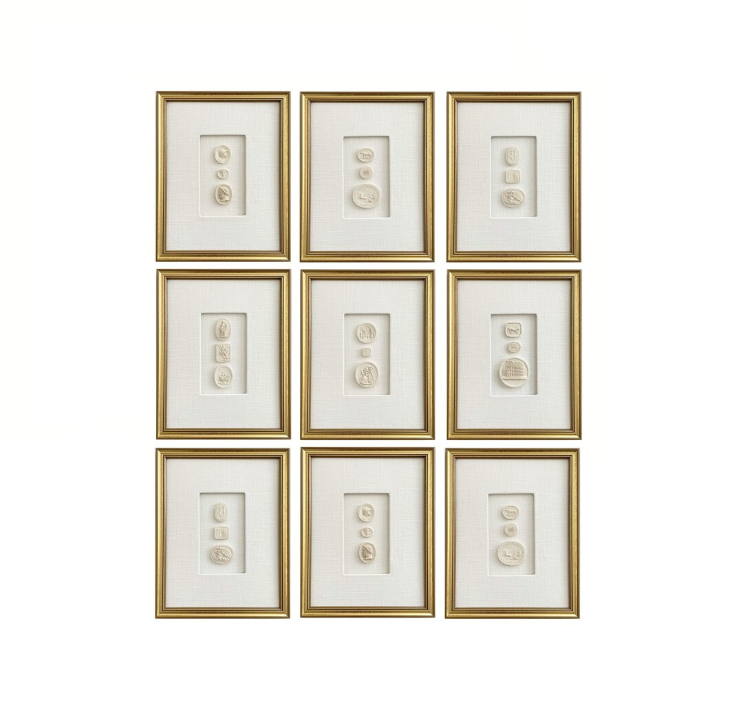 Intaglios Set of 9 - European Intaglios - Linen Shadowbox Framed Art | Etsy (US)