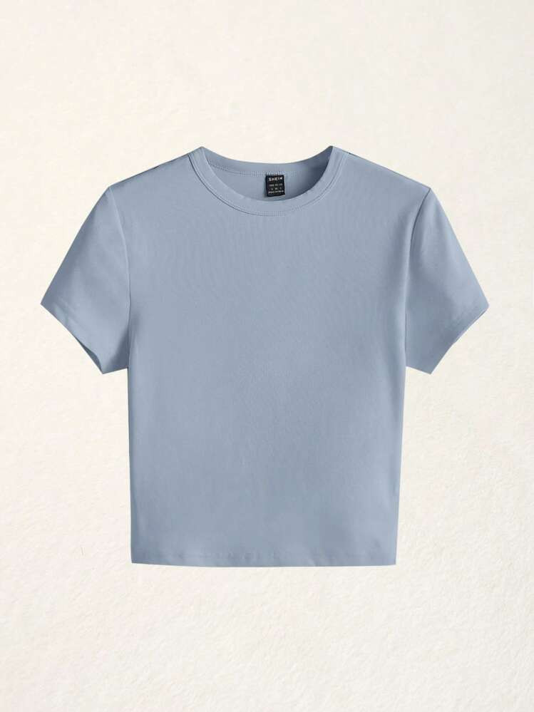 SHEIN BASICS Solid Form Fitted Tee | SHEIN