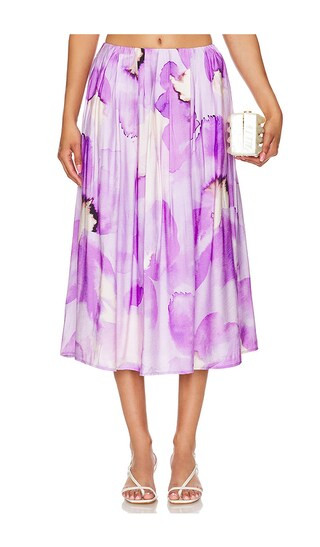 Leia Midi Skirt in Lavender Floral | Revolve Clothing (Global)