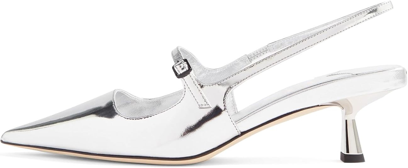 MIRAAZZURRA Slingback Kitten Heels Pumps Pointed Toe Low Heel Slip On Dress Shoes with Buckle Str... | Amazon (US)