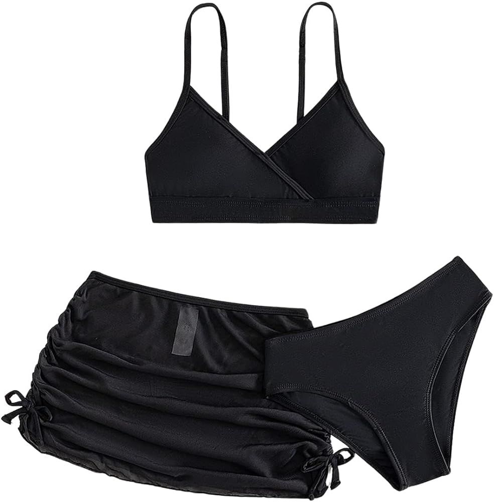 Verdusa Girl's 3 Piece Bikini Swimwear Cute Swimsuits Bathing Suit High Waisted with Cover Up Bea... | Amazon (US)