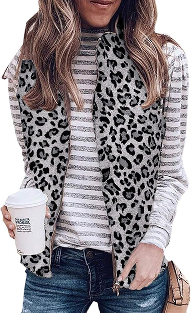 LAMISSCHE Womens Fuzzy Fleece Lined Vest Reversible Sherpa Zip Up Jacket Warm Quilted Lightweight... | Amazon (US)