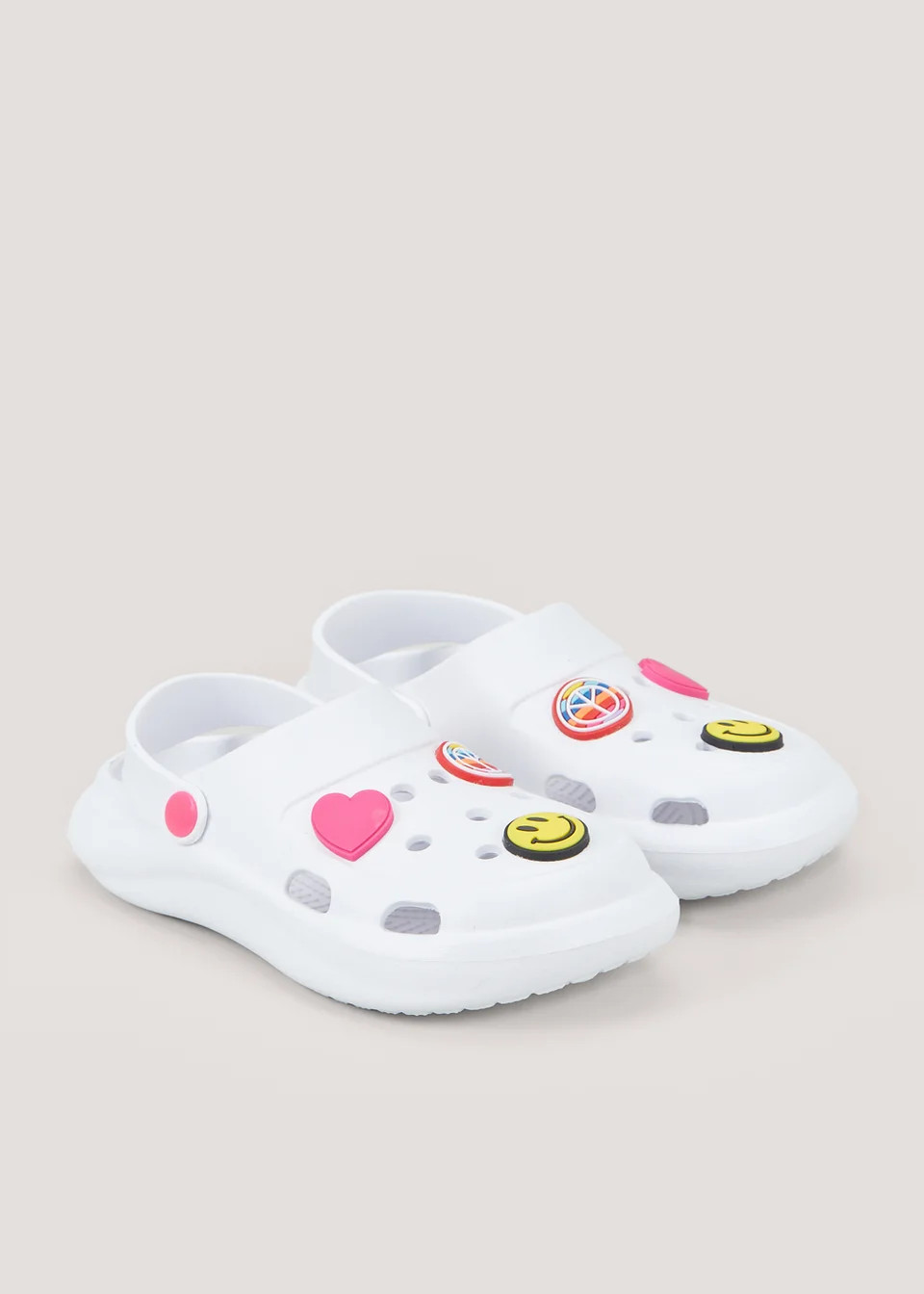 Girls White Badge Clogs (Younger 10-Older 5) | Matalan (UK)