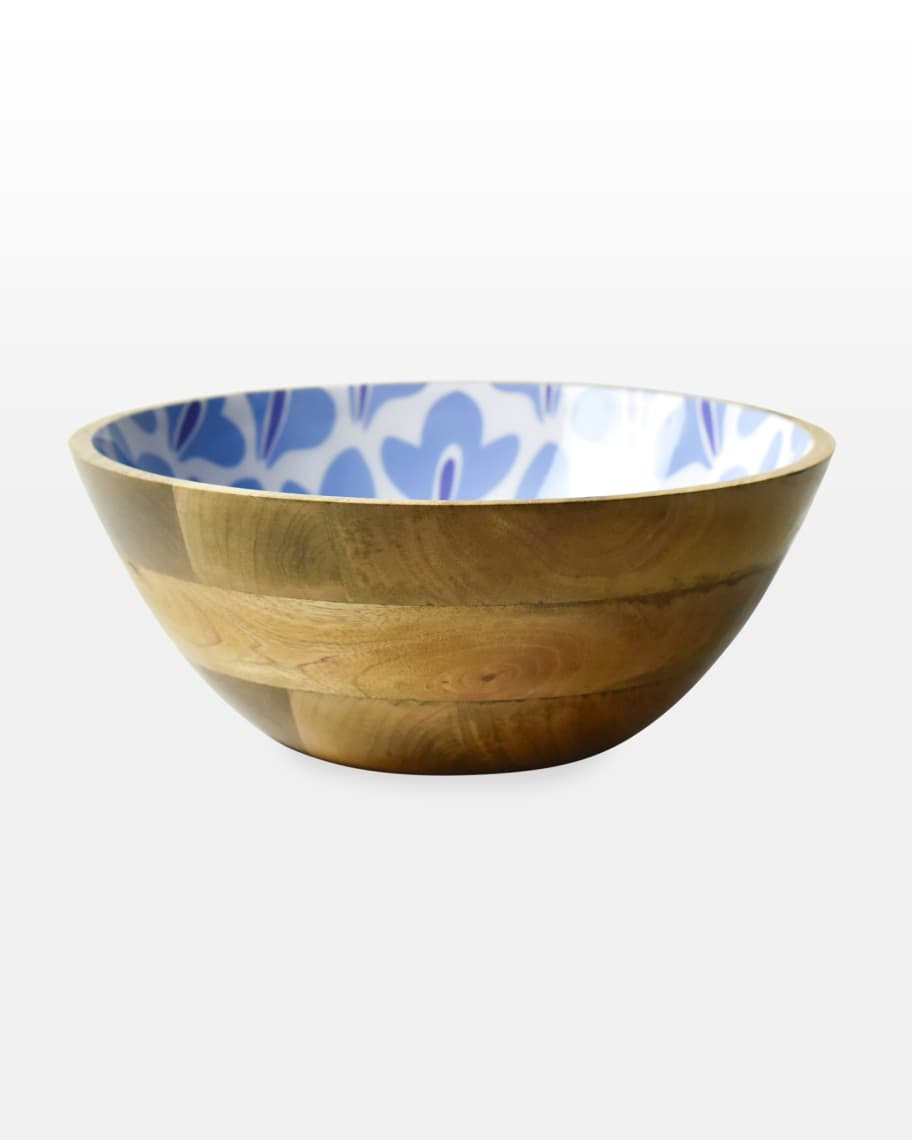 Coton Colors Iris Blue Sprout Mango Wood Footed Bowl | Neiman Marcus