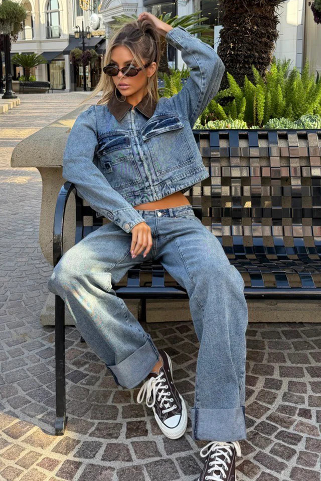 Vintage Edge Corduroy Collar Denim Jacket | Windsor Stores