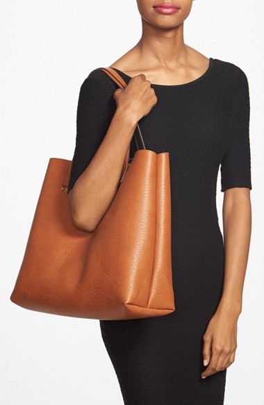 Reversible Faux Leather Tote &amp; Wristlet | Nordstrom