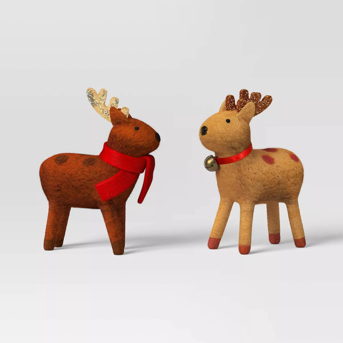 2pc Felted Wool Deer Christmas Animal Figurine Set - Wondershop™ | Target