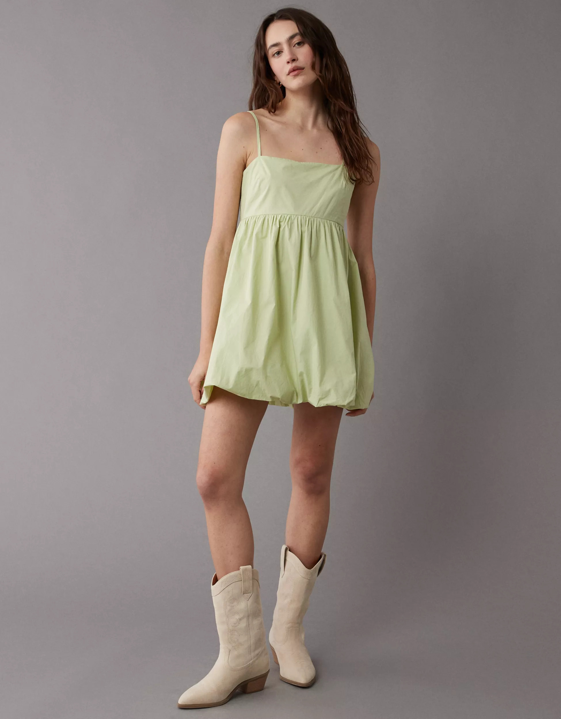 AE Poplin Bubble Mini Dress | American Eagle Outfitters (US & CA)