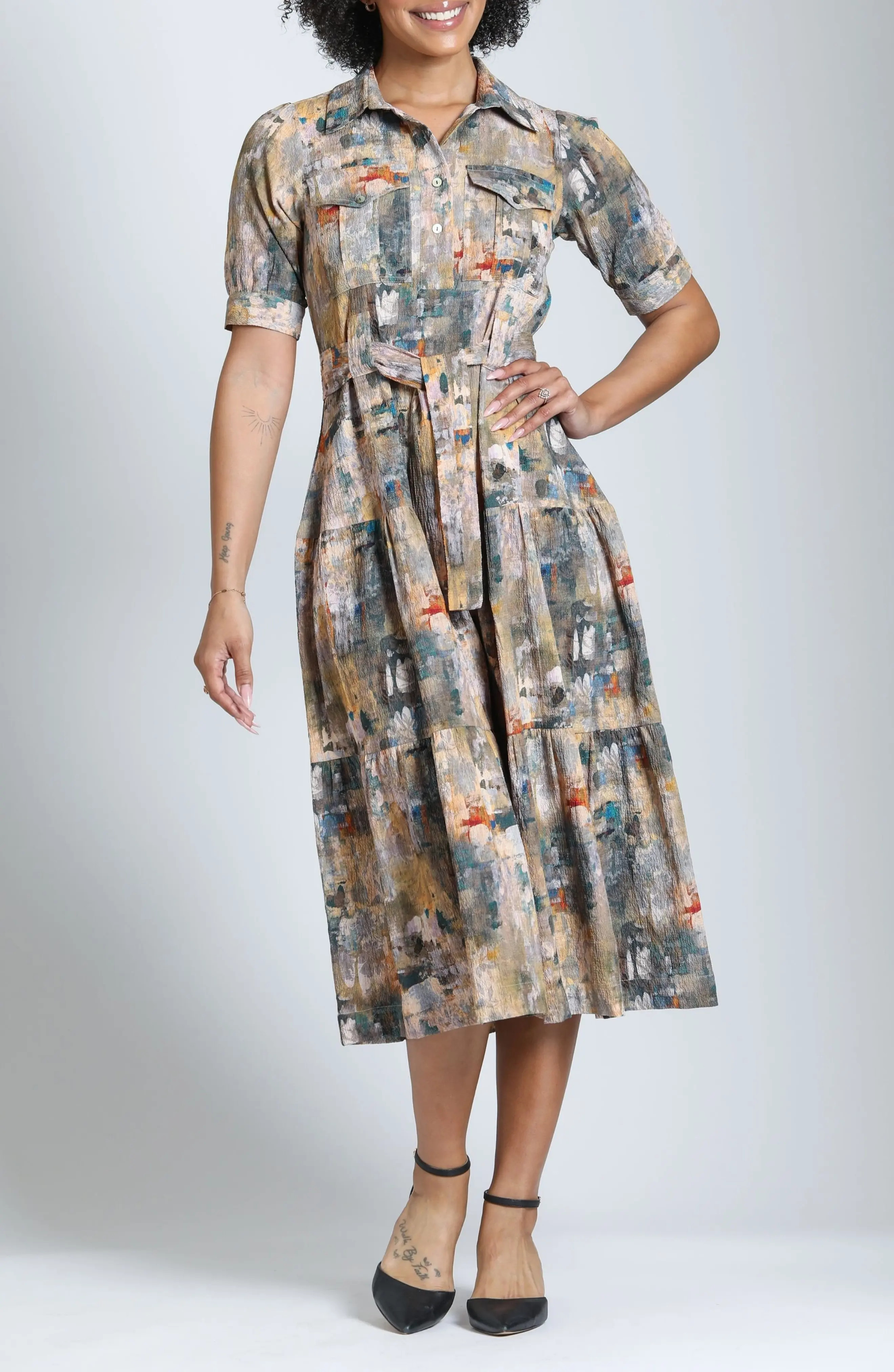 APNY Tiered Midi Dress with Removable Sash (Women) | Nordstrom | Nordstrom