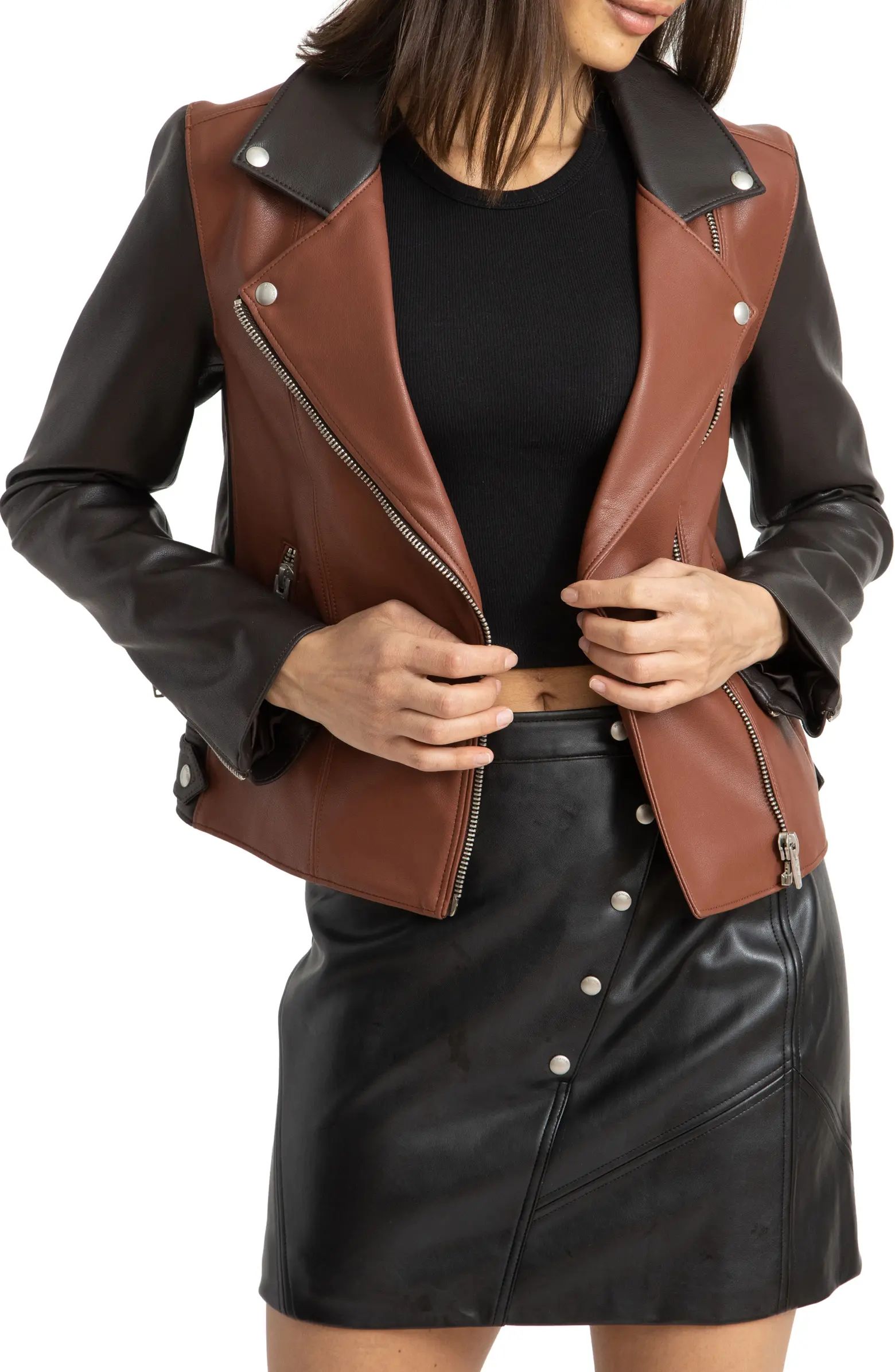 BLANKNYC Two-Tone Faux Leather Moto Jacket | Nordstrom | Nordstrom