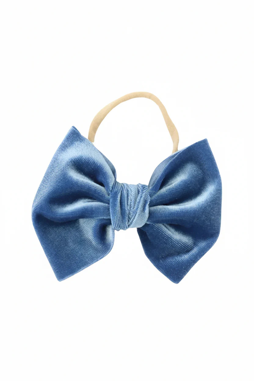Velvet Bow Headband - Dusty Blue | Caden Lane