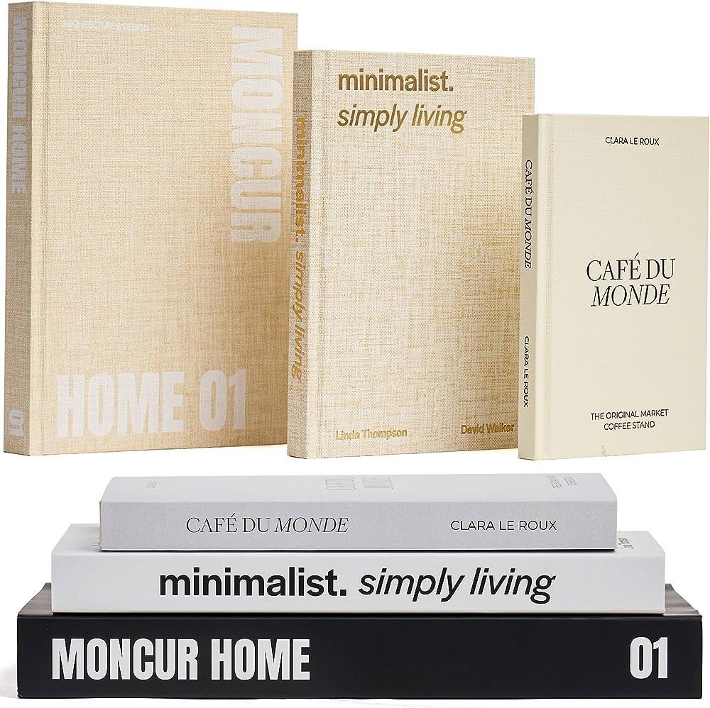 MONCUR HOME Decorative Books Set 3 Fake Books for Decoration with Real Blank Pages, Neutral Aesth... | Amazon (US)