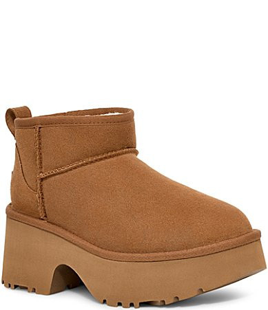 UGG Classic Ultra Mini New Heights Suede Platform Booties - 10 | Dillard's