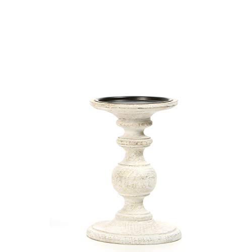 Hosley White Wooden Pillar Candle Holder Country Style 7 Inch High Ideal Gift for Wedding Party S... | Amazon (US)