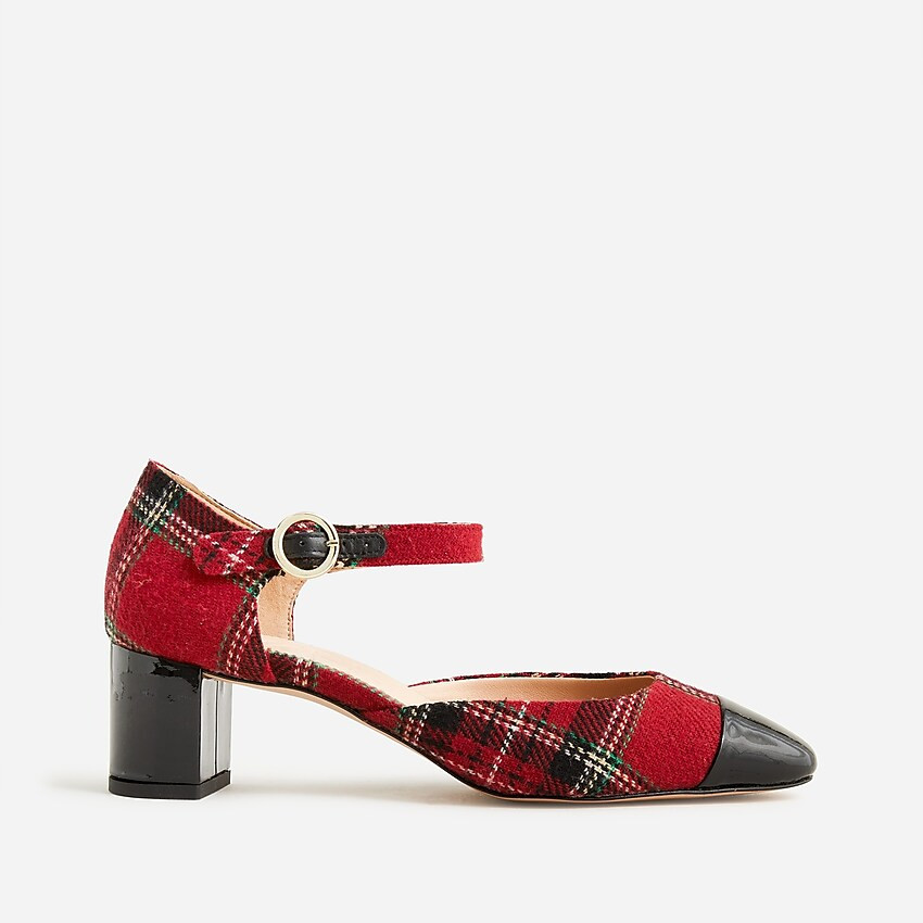 Millie ankle-strap heels in Good tidings plaid | J. Crew US