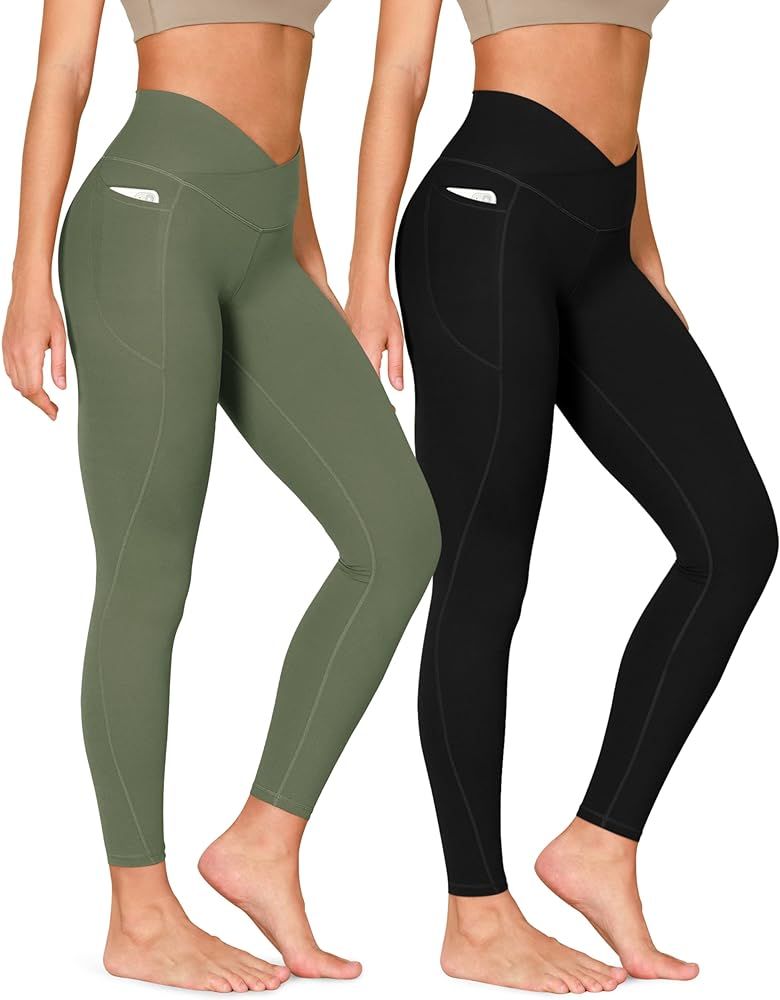 ODODOS ODCLOUD 2-Pack Cross Waist 7/8 Leggings with Pockets for Women, 25" / 28" Buttery Soft Cro... | Amazon (US)