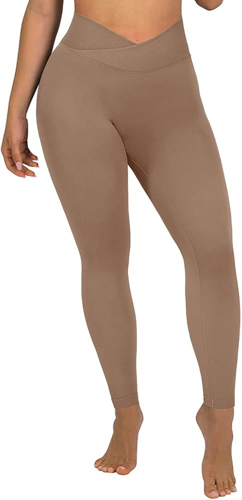 SUUKSESS Women Crossover Seamless Leggings Butt Lifting High Waisted Workout Yoga Pants | Amazon (US)