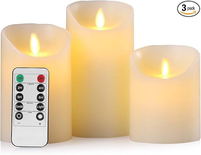 AKU TONPA Flameless Candles Battery Operated Pillar Real Wax Electric LED Flickering Candle Sets ... | Amazon (US)