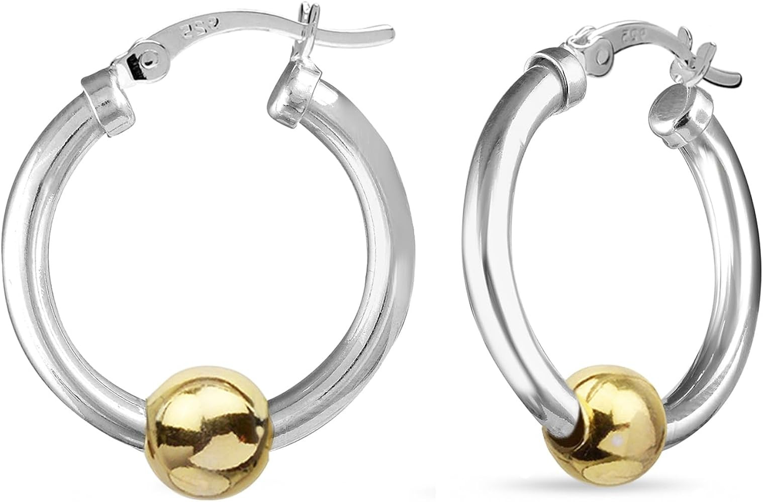 LeCalla 925 Sterling Silver Beaded Ball Hoop Earrings | Lightweight Sleeper Bead Ball Earring Hoo... | Amazon (US)
