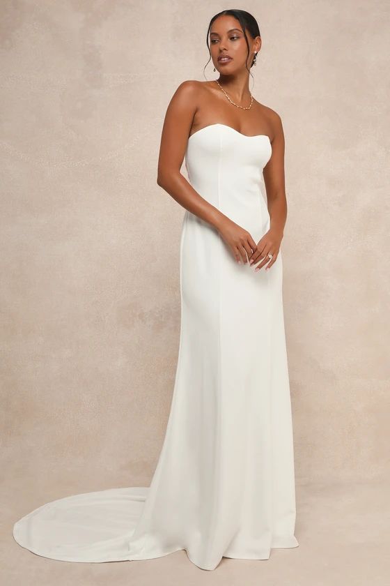 White Pearl Strapless Maxi Dress | White Dress Bride | White Dress Bridal | Lulus