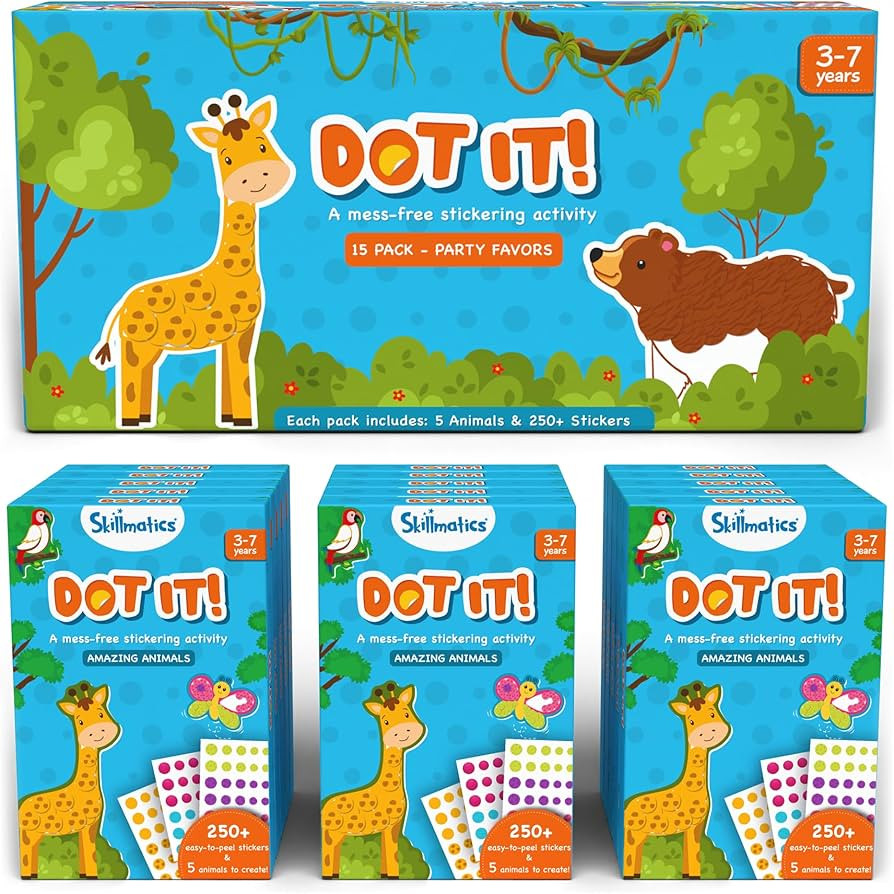 Skillmatics Party Favors (Pack of 15) - Dot It Animals, Valentine's Day Gifts for Classrooms, No Mess Sticker Art for Kids, Goodie Bags, DIY Activity for Toddlers, Boys, Girls Ages 3, 4, 5, 6, 7 | Amazon (US)