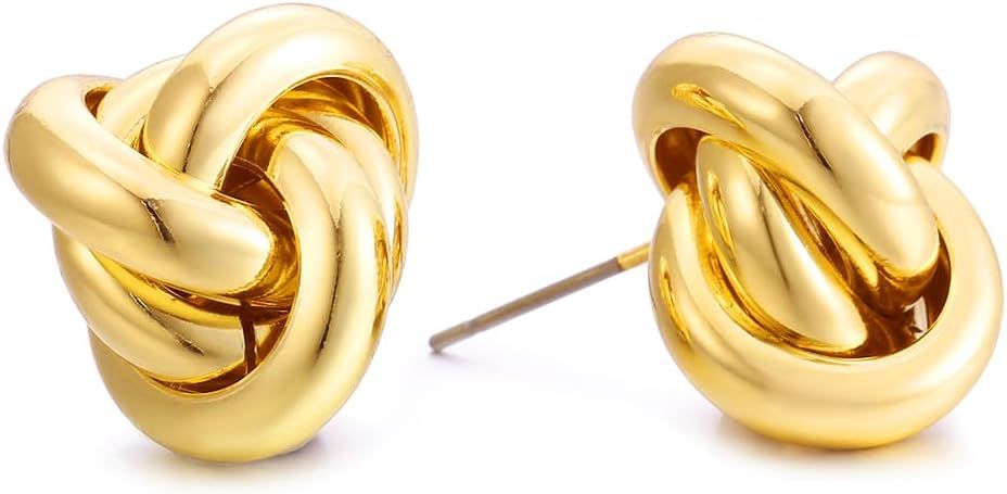 Gold Silver Knot Stud Earrings for Women Statement Button Stud Earrings Minimalist Small Earrings | Amazon (US)