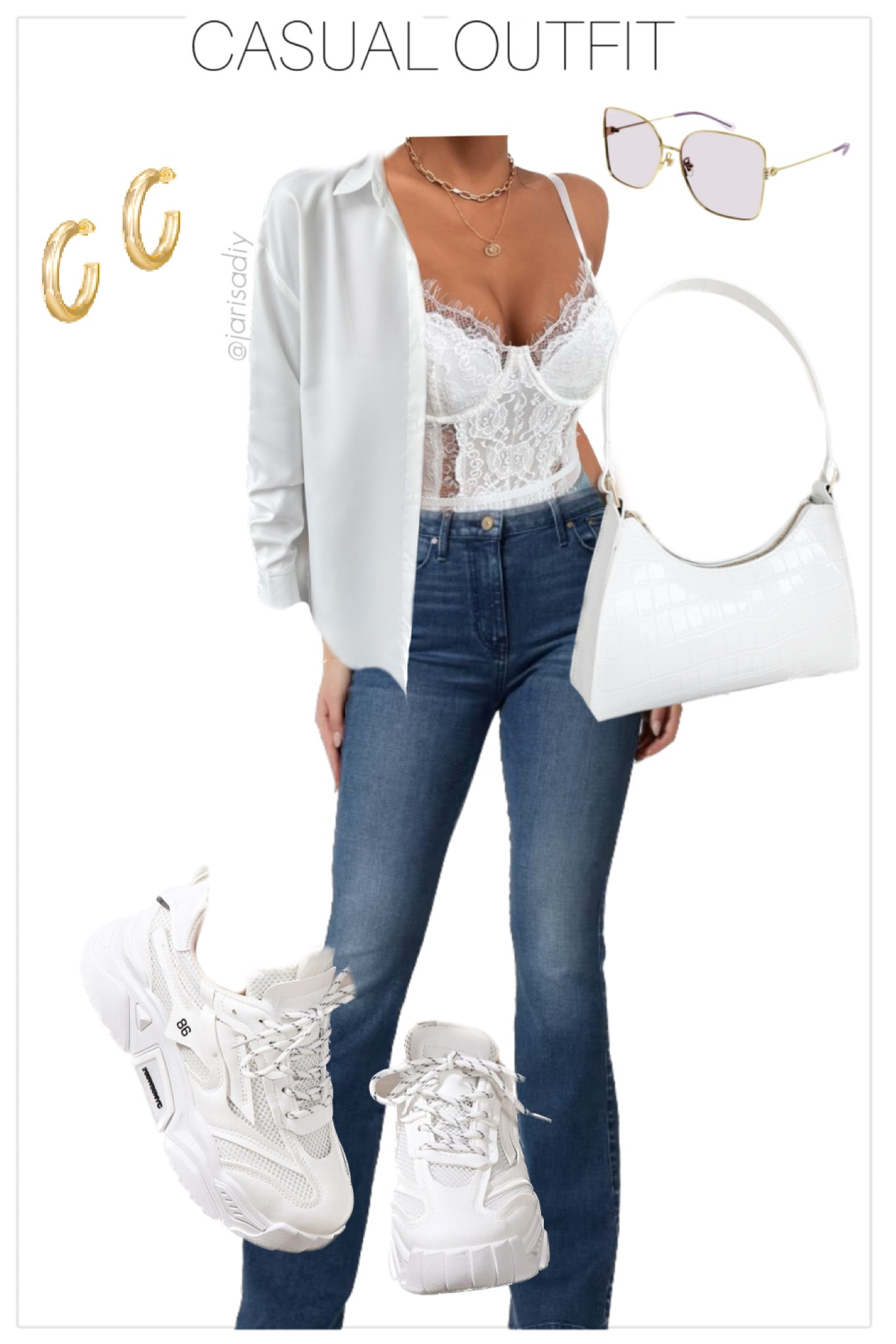 Blue jeans paired with a sexy Lace bodysuit and a white shirt on top.
Definitely will be wearing this on the weekend 🤍 

#LTKcurves #LTKFind #LTKstyletip